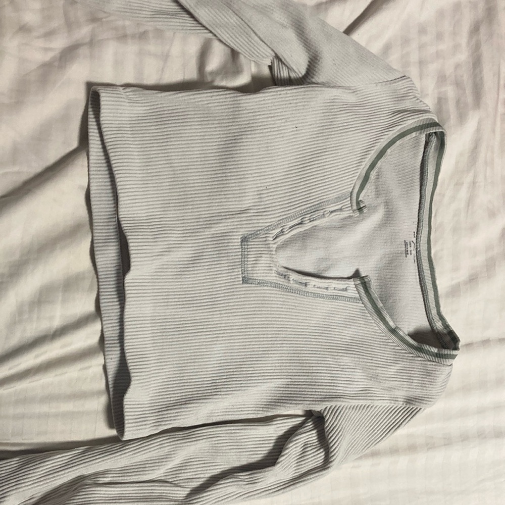 Ribbed Long Sleeve Henley Top